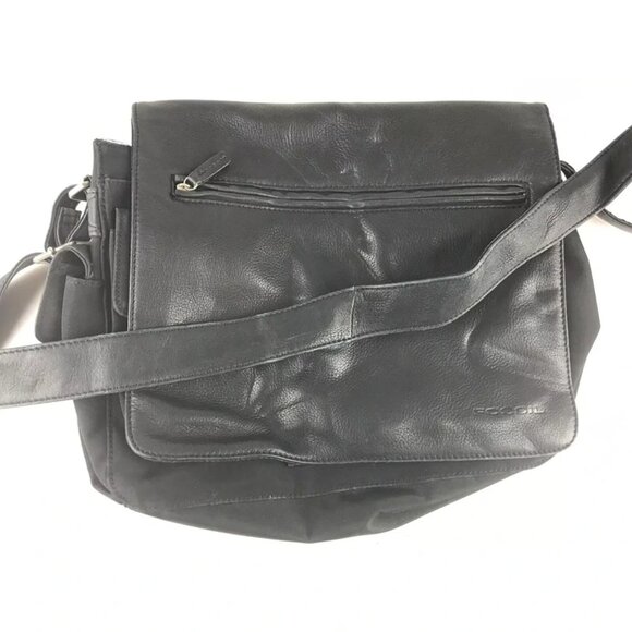 Fossil Unisex Adult Black Leather Flap Adjustable Strap Crossbody Bag Size‎ L - Picture 7 of 10